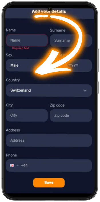 BassWin Add personal details